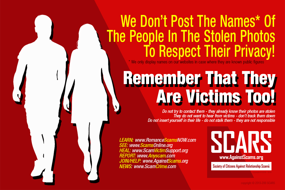 Respect the victims whose photos & identity have been stolen
